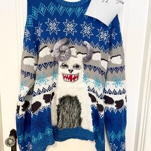 Blue and Gray Sweater with Yeti Design